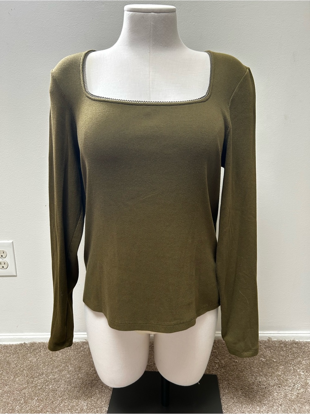 Old Navy Olive Square-Neck Long Sleeve Tee